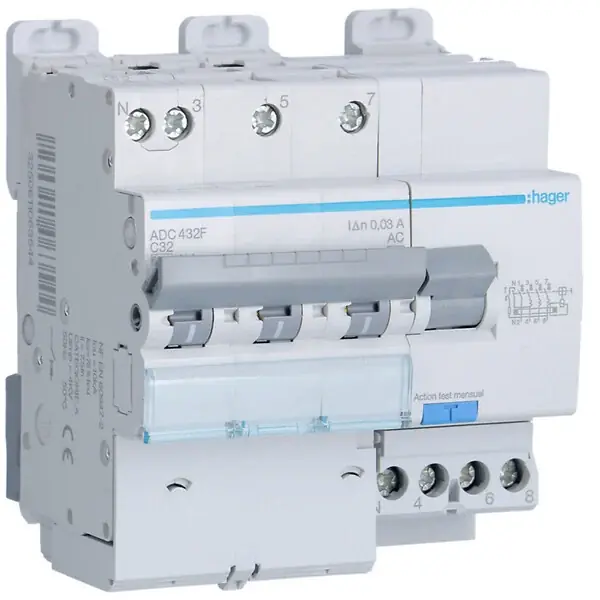 Disjoncteur Différentiel 3P+N 6-10kA courbe 32A 30mA type AADC432F HAGER Soldes