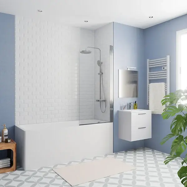 Kaldewei 170x70 cm Ensemble baignoire Eurowa universelle + Pare baignoire pivotant chrome + pieds (KW312-SETP1) Prix Réduit