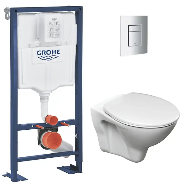 Expédition Rapide Pack WC Bâti Autoportant Solido + WC suspendu Jika Neo avec abattant + Plaque chrome (AUTOPORTANT-S-LINEPRO-1) GROHE