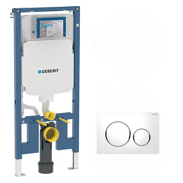 Duofix Pack Bâti-support extra-plat 114 cm UP720, gain de place + Plaque Sigma 20, Blanc et chromé (111.796.00.1-C) GEBERIT Produit De Marque