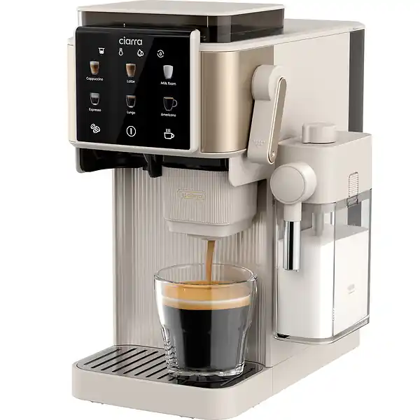 Bon Marché Machine à café expresso CIARRA CBSACM-D6 semi-automatique avec broyeur, carafe à lait, cappuccino, latte, écran tactile, compacte - 1400 W