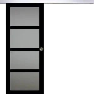 Acheter Direct Porte Coulissante Telia Noir Vitrée H204 x L73 cm, Rail Alu, Coquilles GD MENUISERIES