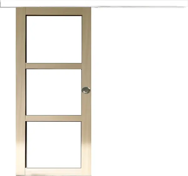 Commander Vite Porte Coulissante bois Ayous Vitrage transparent H204 x L73 cm, Rail alu bandeau blanc, Coquilles GD MENUISERIES