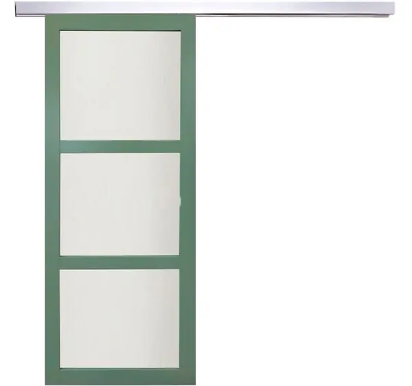 Porte Coulissante Vert Sauge RAL 6021 Vitrée H204 x L83 cm, rail alu GD MENUISERIES Super Prix