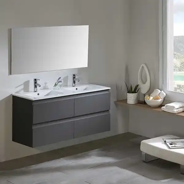Super Prix Meuble vasque de salle de bain METROPOLIS - Gris - L.120cm JUMAR S L