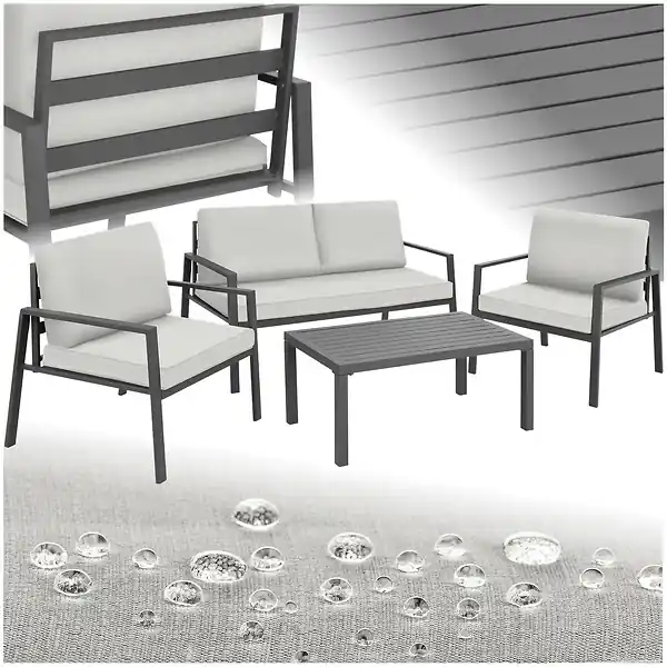 Ensemble de salon Göteborg avec table gris clair TECTAKE Authentique