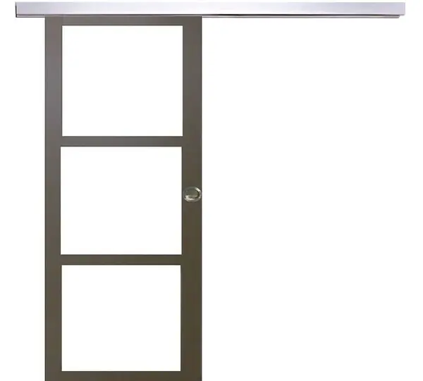 Porte Coulissante Gris Taupe RAL 7006 Vitrage transparent H204 x L73 cm, rail alu, coquilles GD MENUISERIES Réduction
