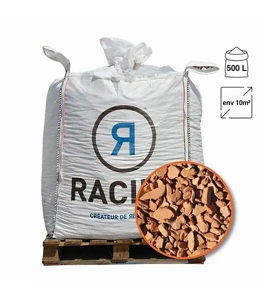 Solde Paillage minéral décoratif en brique pilée 10/25 big bag 500 litres pour 10m2 RACINE