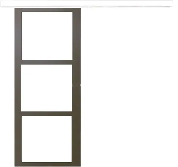 Porte Coulissante Gris Taupe RAL 7006 Vitrage transparent H204 x L83 cm, rail bandeau blanc GD MENUISERIES Paiement Sécurisé