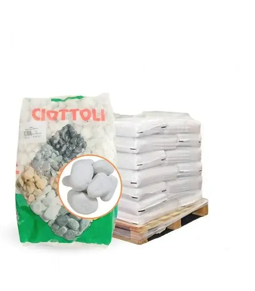 Paillage minéral Galet marbre blanc Carrare 25-40mm, 10 sacs de 25 kg - F-PAI008-10x25 RACINE Must-Have