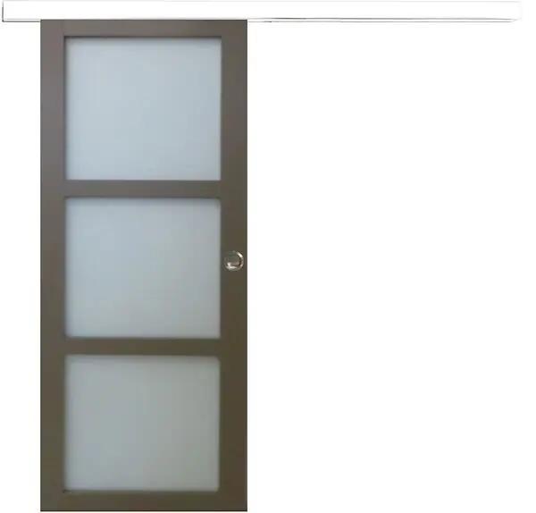 Porte Coulissante Gris Taupe RAL 7006 Vitrée H204 x L73 cm, Rail Alu Blanc, Coquilles GD MENUISERIES Acheter En Ligne