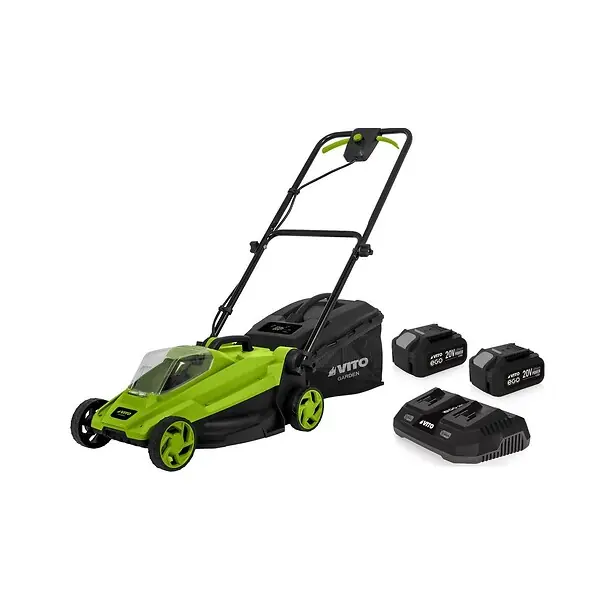 Tondeuse à gazon 20V + 2 Batteries lithium 4.0Ah Chargeur double Bac 30L Gazon 500m2 VITO Promotion