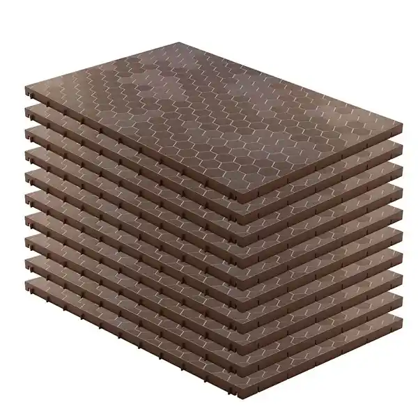 Haute Qualité Lot de 10 Dalles de sol Clipsables Marron Taupe 116x76x3cm Polypropylène Revêtement de Sol Modulable 7.69m2 INTEC