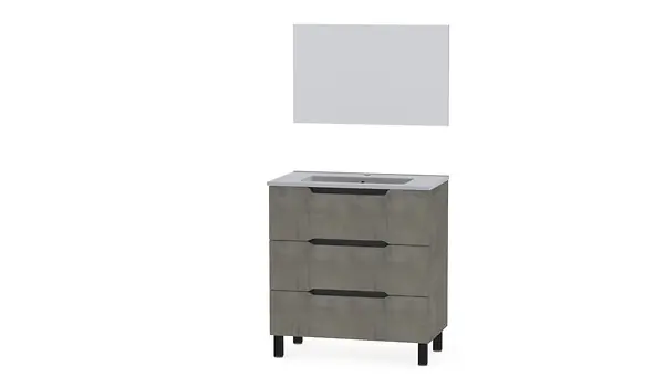 Meuble de salle de bain Alaska bois - 3 tiroirs avec miroir ONDEE Bon Marché