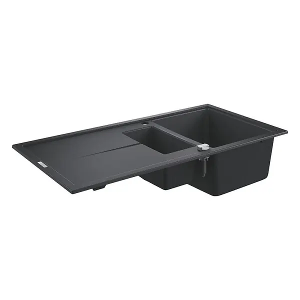 Évier K400 GROHE 31642AP0 1 bac + 1/2 bac + 1 égouttoir - noir granite Vente Flash