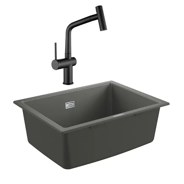 Top Vente Grohe K700U evier composite + Ceramia Timeless mitigeur (G31655TML1BM-SET)