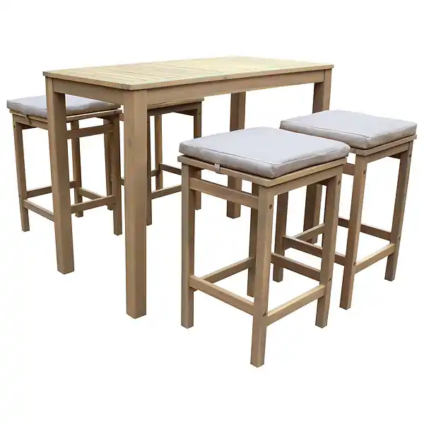 Acheter Direct Mange debout ARUBA en acacia 4 places - coussins sable HAPPY GARDEN