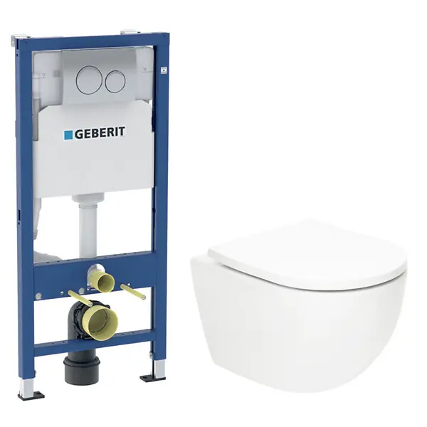 Duofix pack WC bâti-support + WC suspendu Swiss Aqua Technologies + plaque (GEBSTFUWT01-FR) GEBERIT Solde