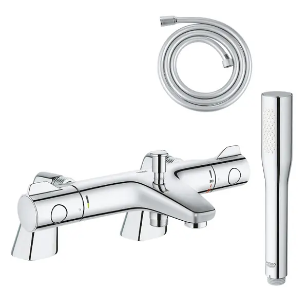 Acheter Direct Pack mitigeur thermostatique BD Trend avec colonnettes + Douchette 1 jet Vitalio Get Stick + Flexible 1750 mm GROHE