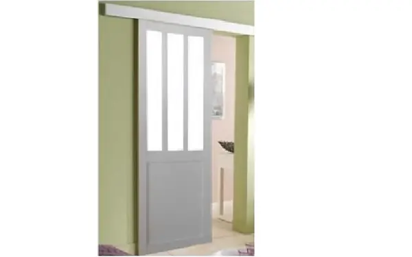 Porte Coulissante Atelier Blanc H204 x L93 cm, Rail Alu GD MENUISERIES Commander Maintenant