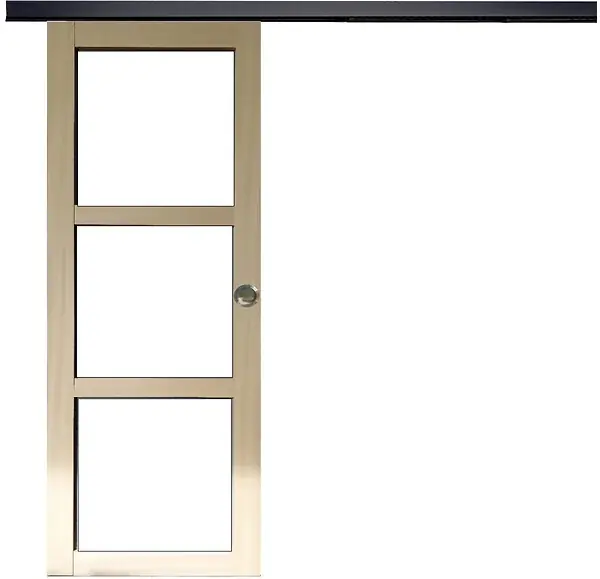 Porte Coulissante bois Ayous Vitrage transparent H204 x L83 cm, Rail alu bandeau noir, Coquilles GD MENUISERIES Prix Promo