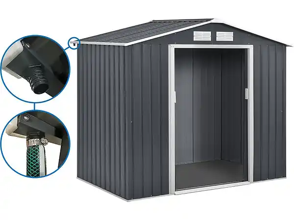 Populaire Abri de jardin en métal "Vegas" 5.29 m² avec gouttière - Gris HABITAT ET JARDIN