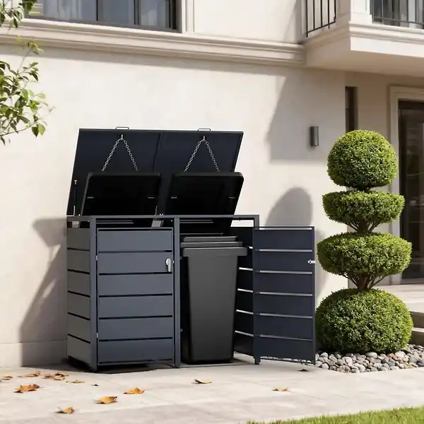 Meilleur Choix Cache-Poubelles 2 x 240L TIMBELA M802-2K