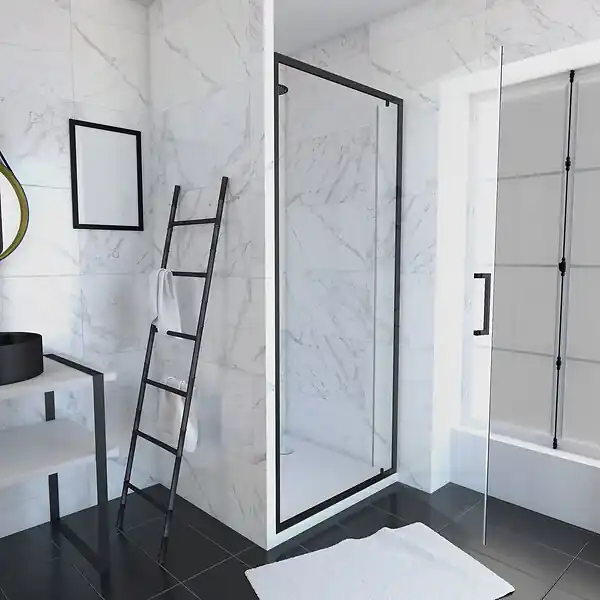 PACK PAROI PORTE DE DOUCHE PIVOTANTE+ RECEVEUR A POSER - 90x90 PIVOTANTE -CRUSH MOON PIVOTANTE 90x90 AURLANE Prix Cassé