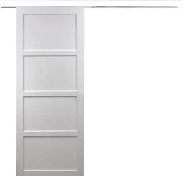 Porte Coulissante Tamera blanc 4 panneaux H204 x L83 cm, Rail Alu bandeau blanc GD MENUISERIES Certifié