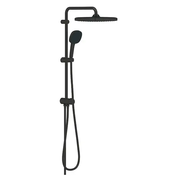 Vitalio Comfort 250 Colonne de douche avec inverseur manuel + Douche de tête 2 jets + Douchette 2 jets, noir mat (G266982431) GROHE Authentique