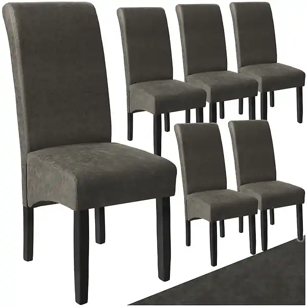 Ensemble 6 chaises salle à manger revêtement aspect cuir gris marbré TECTAKE Dernier Modèle