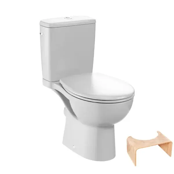 WC à poser sans bride sortie horizontale Gaspard avec abattant frein de chute déclipsable + Tabouret bois JACOB DELAFON Super Prix
