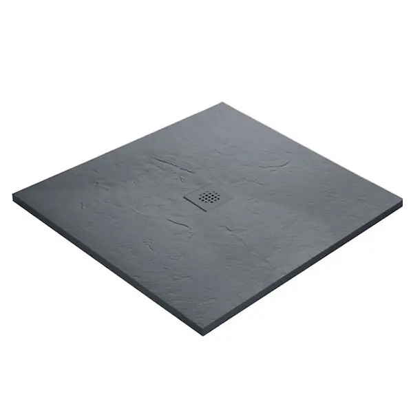 Receveur résine U-Tile imitation marbre noir - grille carrée centrée MARMOX Dernier Modèle