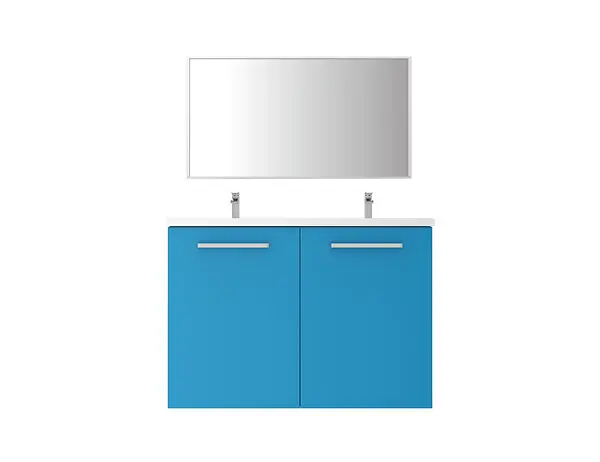 Authentique Meuble de salle de bain droit - Bleu lagon - L100xP45cm VIF