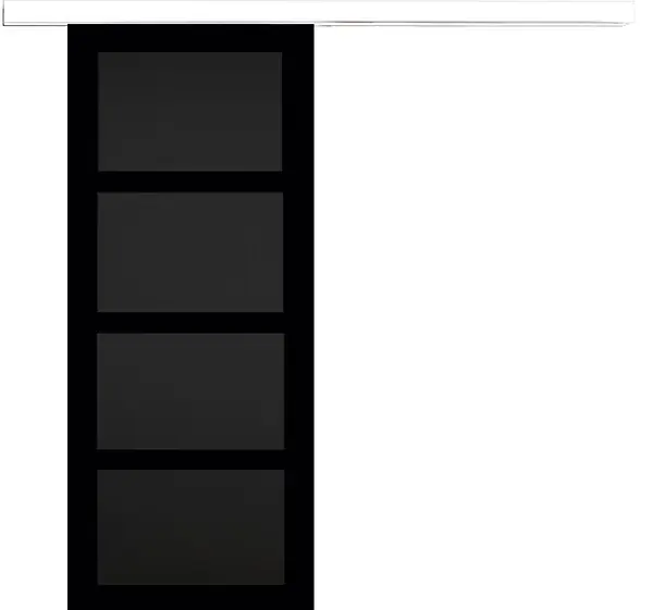Meilleure Vente Porte Coulissante Telia noir 4 panneaux H204 x L83 cm, Rail Alu bandeau blanc GD MENUISERIES