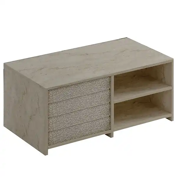 Table basse en bois "Gord" - 90 x 45 x 44 cm - Travertin HABITAT ET JARDIN Promotion Saisonnière