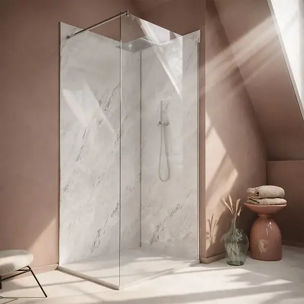 Pack 2 Panneaux Muraux Pierre Artic Storm 80+120x210 + Profilés Chrome - STONE‘IT AURLANE Vente Directe