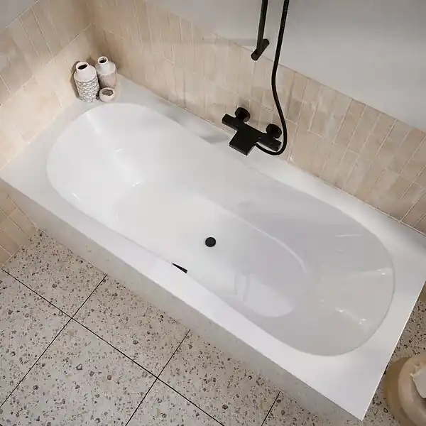Baignoire rectangulaire duo 180x80x54cm - 100% acrylique blanc brillant - Lignes arrondies ALLIBERT Meilleur Prix