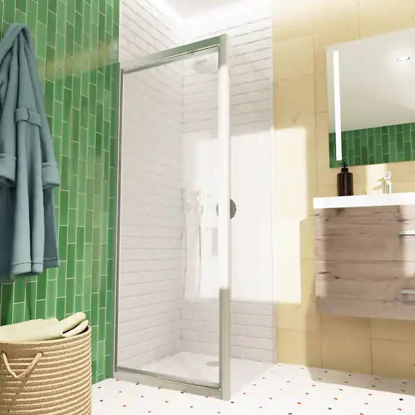 Bon Marché Swiss Aqua Technologies TEX-C ensemble porte compact/paroi 80x80cm anticalcaire avec profilés chrome brillant (SATTEXC80S80)