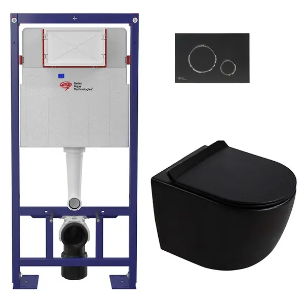 Acheter Direct Pack WC bâti-support + WC suspendu sans bride Ceramia PixL avec abattant SoftClose + plaque (STCEPXBMT02-FR) SWISS AQUA TECHNOLOGIES
