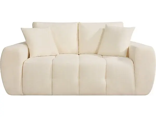 Nouvelle Collection Canapé droit en tissu style bubble "Léonie" - 2 places - Beige HABITAT ET JARDIN