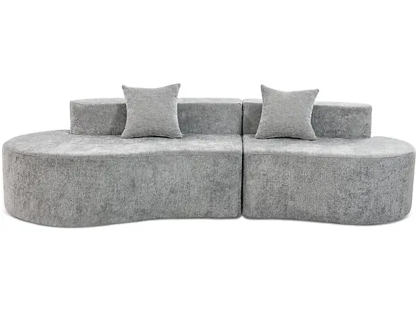 Canapé virgule en tissu texturé "Avola" - 3 places - Gris HABITAT ET JARDIN Achat Immédiat