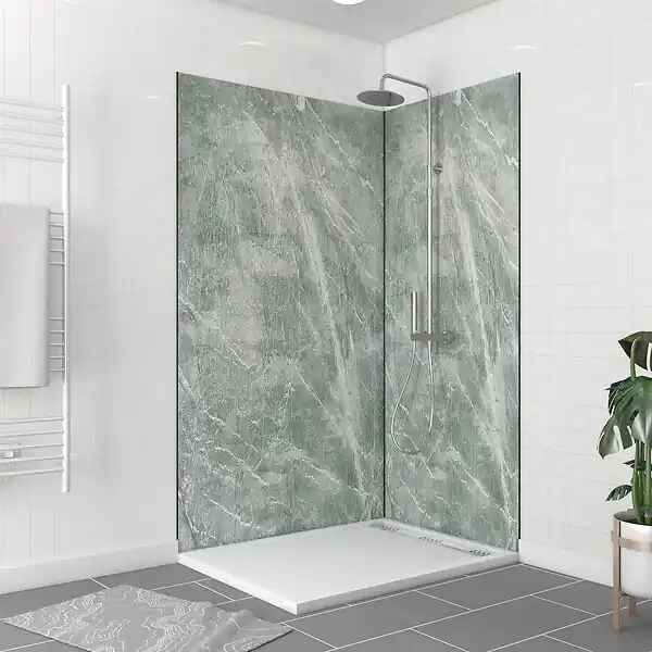 Pack de 2 Panneaux Muraux Pierre Artic Green 90+120x210 cm avec Profilés NOIR MAT - STONE‘IT AURLANE Achetez Aujourd'hui