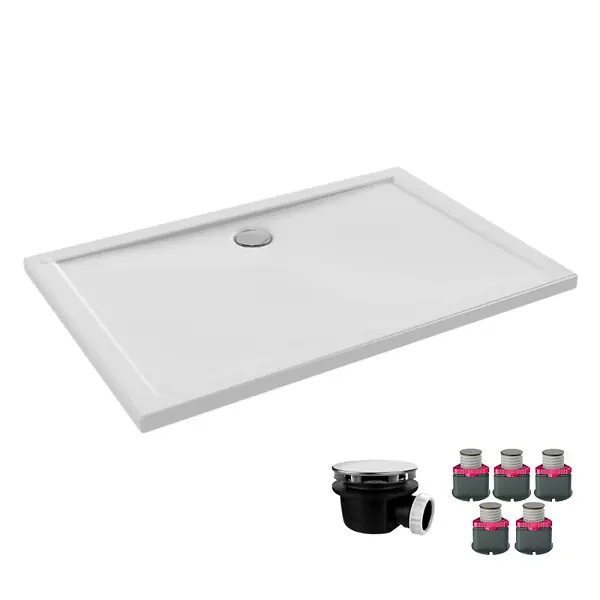Receveur de douche 120 x 80 Gaspard extra-plat céramique + Kit de réhausse (5 pieds) + Bonde JACOB DELAFON Vente Flash
