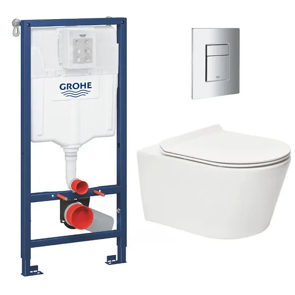 Bon Marché Pack WC Bâti-support Rapid SL + WC sans bride Brevis + Abattant softclose + Plaque chrome (RapidSL-Brevis-1-SP) GROHE