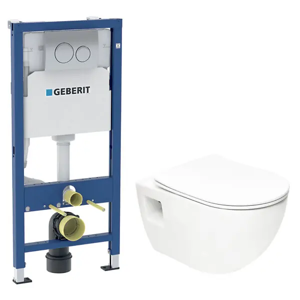 Duofix pack WC bâti-support + WC suspendu sans bride Swiss Aqua Technologies avec abattant SoftClose + plaque (GEBSTPRWR01-FR) GEBERIT Certifié
