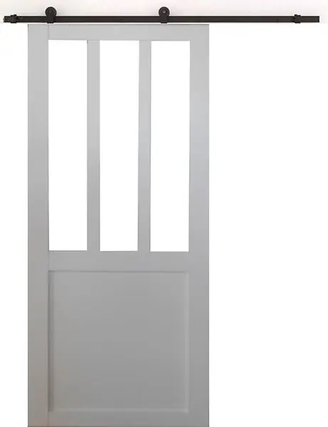 Offre Spéciale Porte Coulissante Atelier blanc H204 x L73 cm, Rail roulettes GD MENUISERIES