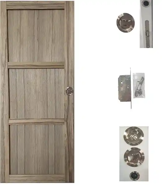 Bon Marché Porte Coulissante bois Frake 3 Panneaux H204 x L83 cm, serrure condamnation GD MENUISERIES