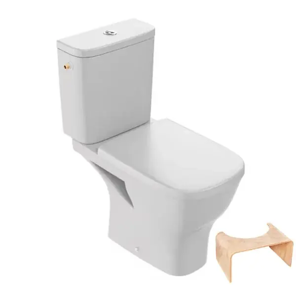 WC à poser sans bride sortie horizontale Struktura avec abattant + Tabouret physiologique bois JACOB DELAFON Must-Have