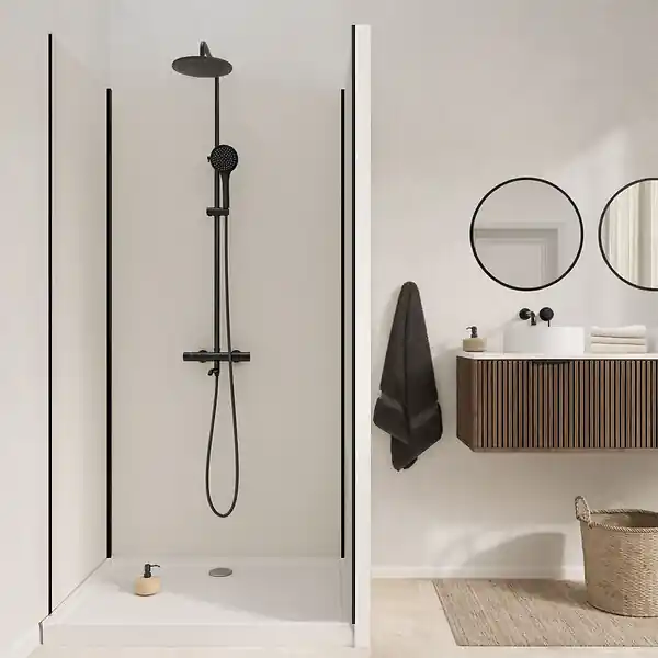 Prix Réduit Pack de 3 Panneaux Muraux Aluminium Ivoire 90+120+90x210 cm avec Profilés Noirs - WALL‘IT AURLANE